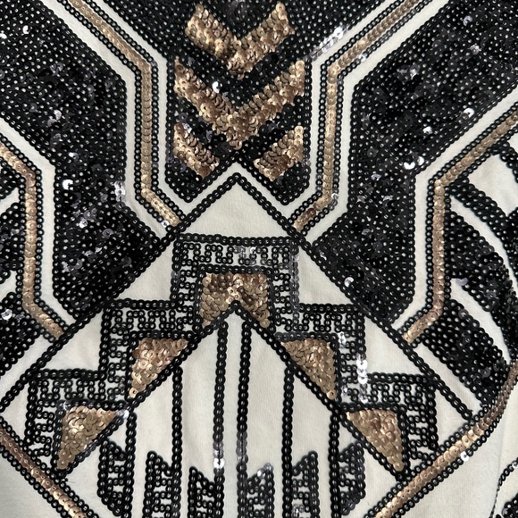 Express sequined dress. Black, gold and white minidress. Size S - Picture 3 of 3